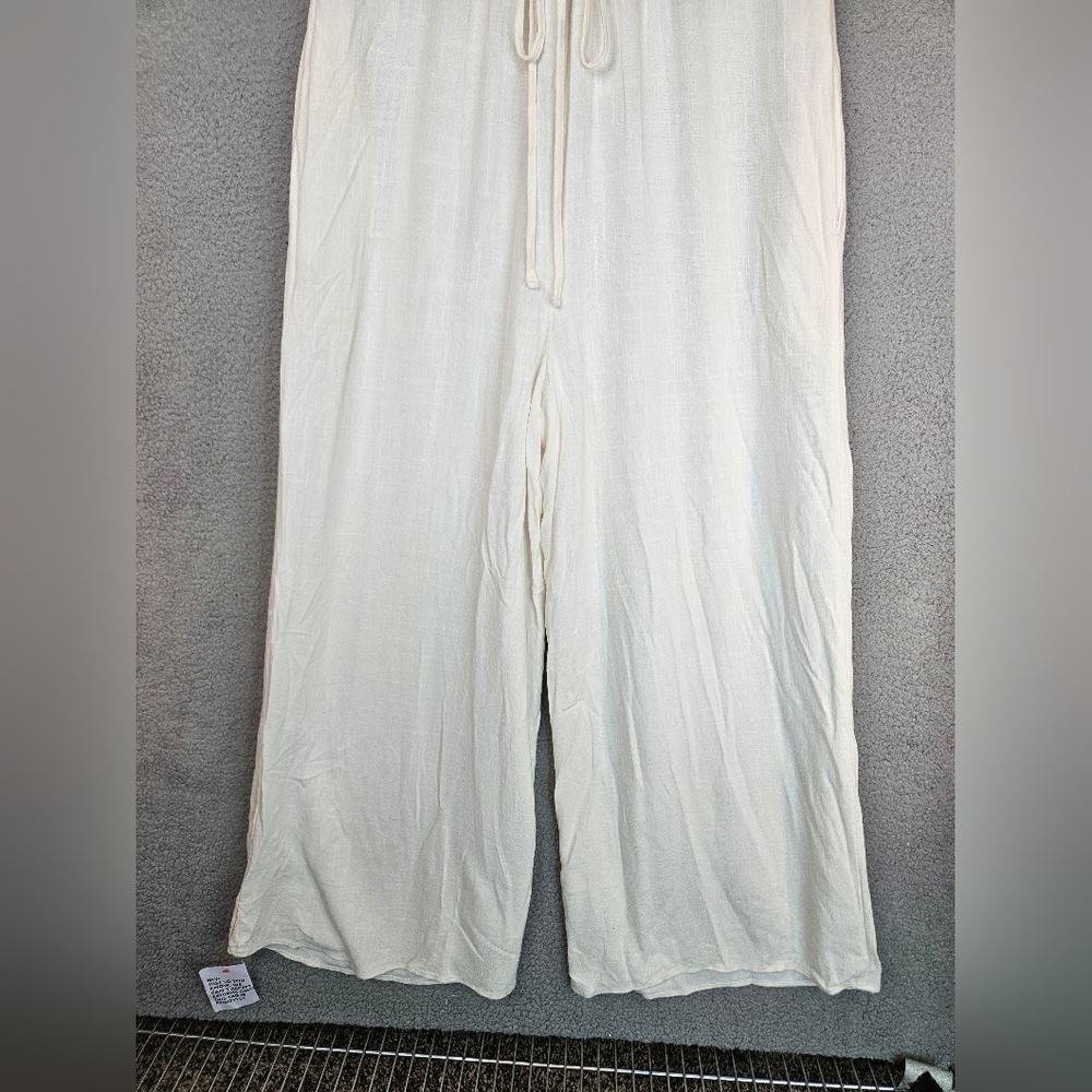 Topshop Jumpsuit Womens Sz 8 Wide Leg Sheer Low Back Beach Wear Oversized Ivory - Picture 11 of 16
